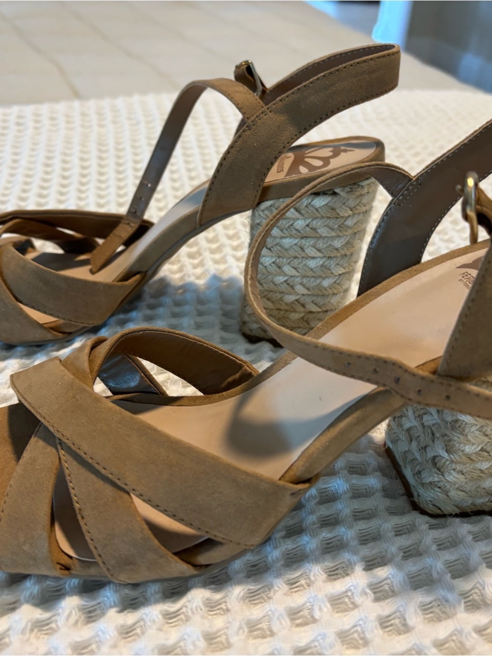 Women's Tan Espadrille Block Heel Sandals - Unbranded